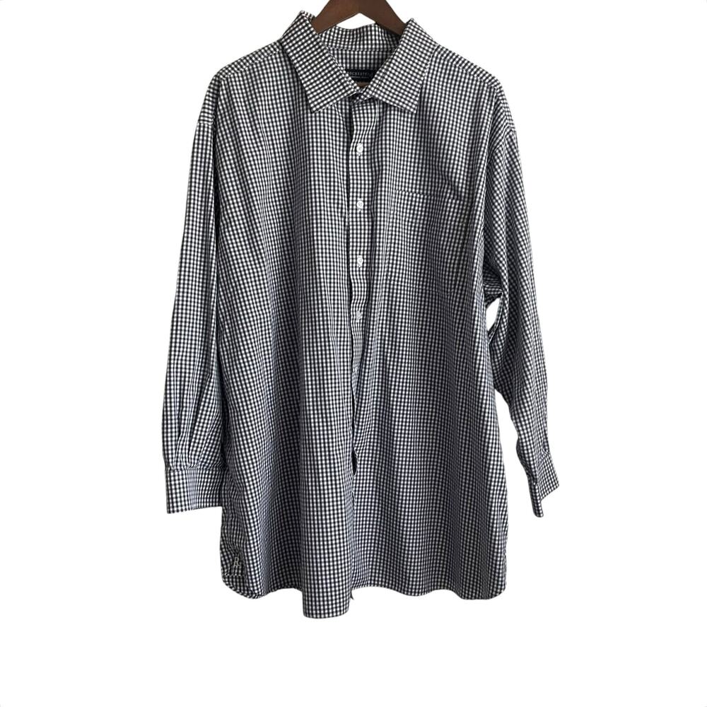 Rochester‎ Mens Shirt 34x35 Check Button Up Egyptian Cotton Preppy Office Travel